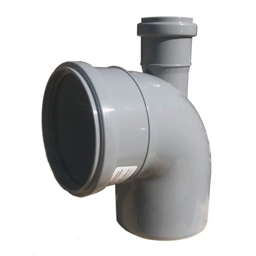 Отвод канализационный PP-H с выходом фронтально-вверх серый Дн 110-50 87гр б/нап в/к VALFEX в Омске