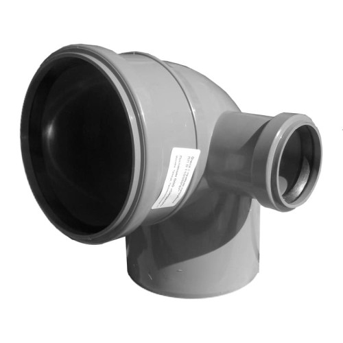 Отвод канализационный PP-H с выходом левый серый Дн 110-50 87гр б/нап в/к RTP (РосТурПласт) в Омске
