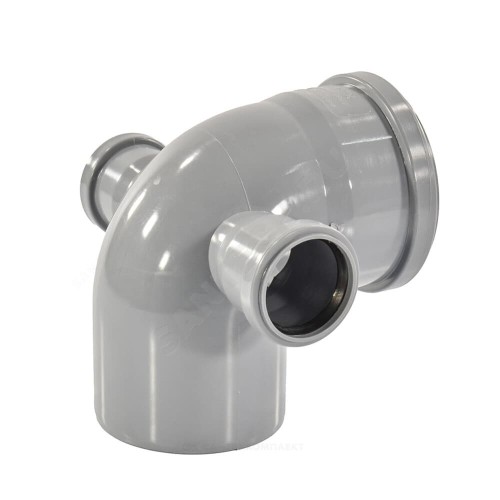 Отвод канализационный PP-H Дн 110-50-50 45гр с выходом левый и правый серый б/нап в/к RTP (РосТурПласт) в Омске