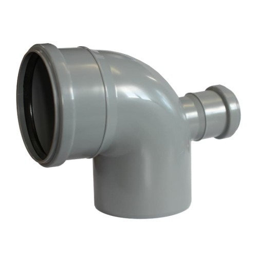 Отвод канализационный PP-H Дн 110-50 87гр с выходом фронтально-тыльный серый б/нап в/к RTP (РосТурПласт) в Омске