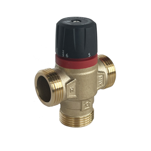 Клапан смесительный латунный термостатический с центральным смешиванием и наружной резьбой для систем отопления 1,0 МПа RVM Rommer 20 мм 3/4" в Омске