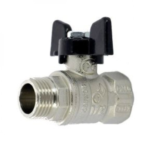 Кран запорный латунный полнопроходной с ручкой-бабочкой ВР-НР Ру 64 Bugatti 307 Bugatti 15 мм 1/2" в Омске