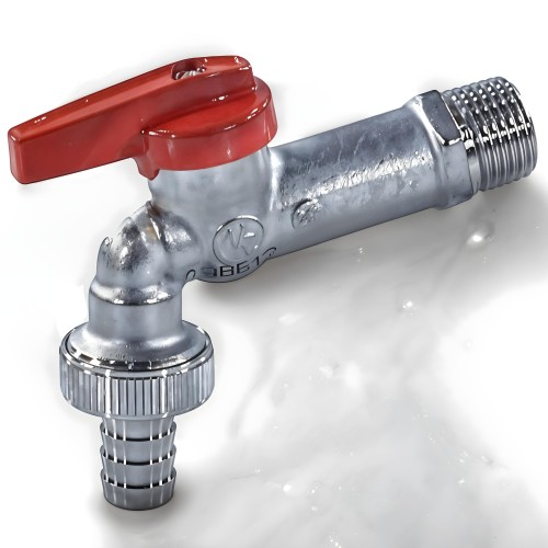 Кран водоразборный латунный стандартнопроходной с ручкой-бабочкой НР-штуцер Ру 10,5 R619 Giacomini 15 мм 1/2" в Омске