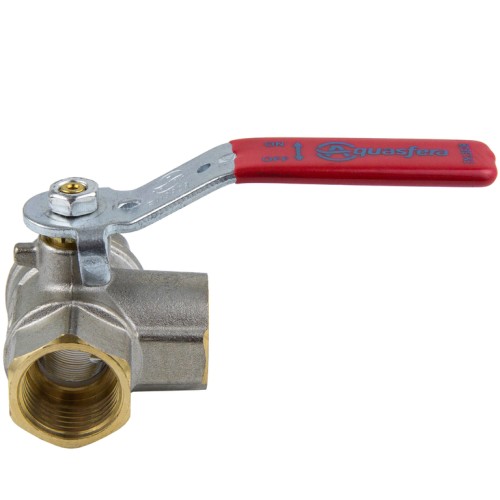 Кран запорный латунный трехходовой стандартнопроходной с ручкой-рычагом ВР (ВН) Ру 25 Ideal 128 Itap 15 мм 1/2" в Омске