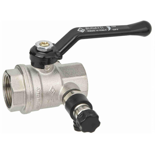 Кран шаровый латунный со спускником полнопроходной с ручкой-рычагом ВР (ВН) Ру 64 Bugatti 330 Bugatti 15 мм 1/2" в Омске