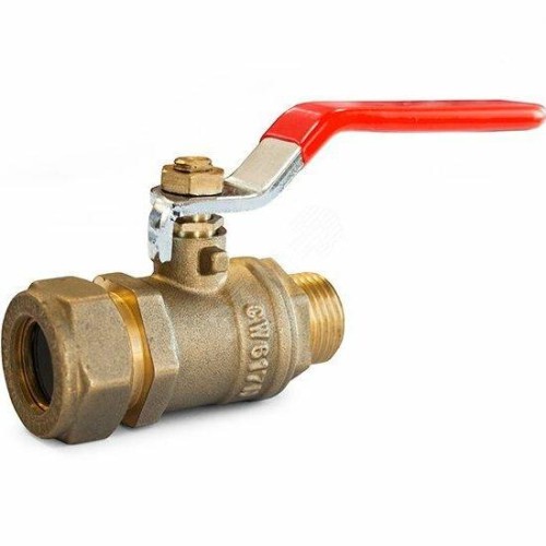 Кран запорный латунный стандартнопроходной с ручкой-рычагом НР-под обжим Ру 50 STAHLMANN 15 мм 1/2" в Омске