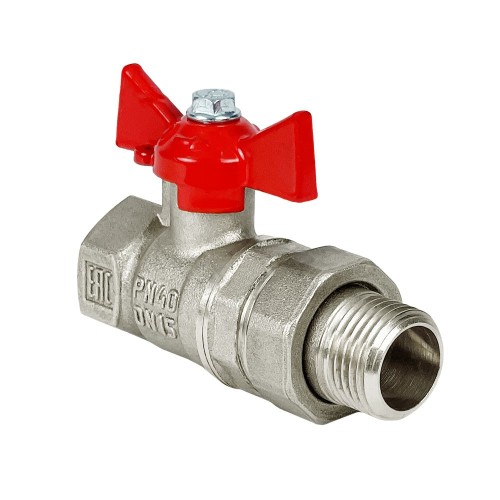 Кран шаровый латунный переходный стандартнопроходной с ручкой-бабочкой ВР-американка Ру 42 R259D Giacomini 15х87 мм 3/4" в Омске