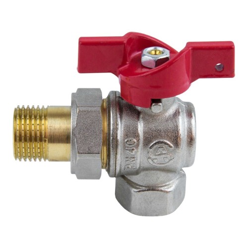 Кран запорный латунный угловой полнопроходной с ручкой-бабочкой ВР-американка Ру 40 Ideal 298 Itap 15 мм 1/2" в Омске