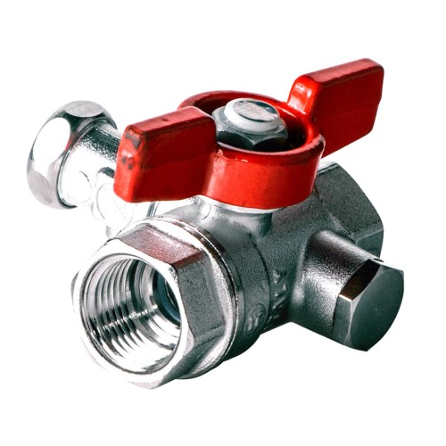 Кран шаровый латунный со спускником стандартнопроходной с ручкой-бабочкой ВР (ВН) Ру 42 R251S Giacomini 15х59 мм 1/2" в Омске