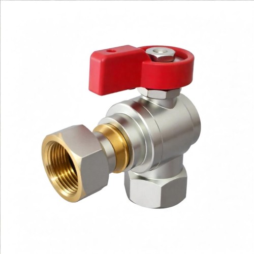 Кран шаровый латунный угловой полнопроходной с ручкой-флажком НР-накидная гайка Ру 16 R780 Giacomini 15х65 мм 1/2" в Омске