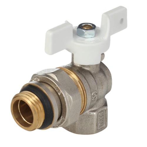 Кран запорный латунный угловой полнопроходной с ручкой-бабочкой ВР-американка Ру 40 Aquasfera Standard 1128 Aquasfera 15 мм 1/2" в Омске