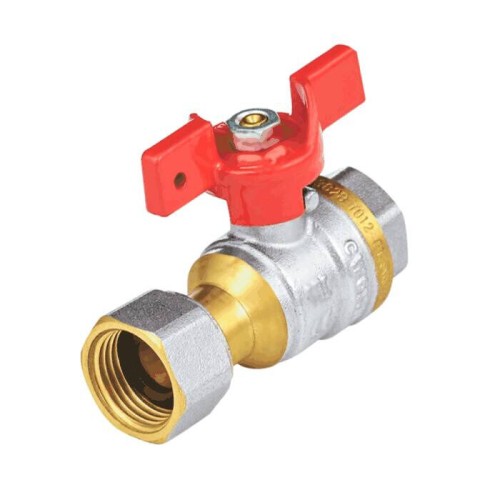 Кран запорный латунный полнопроходной с ручкой-бабочкой ВР-американка Ру 40 Dist Стандарт Dist 20 мм 3/4" в Омске