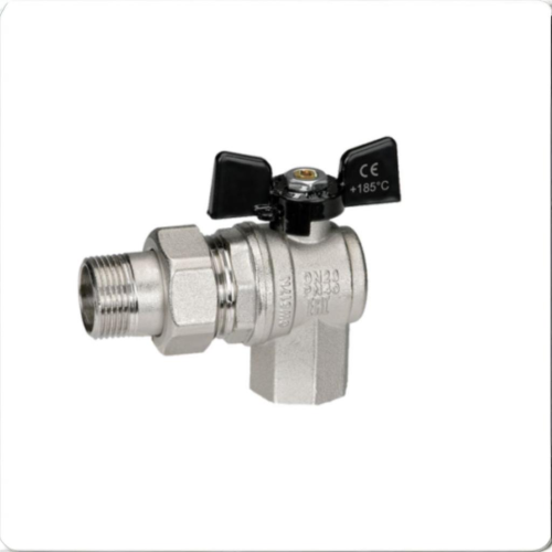 Кран шаровый латунный угловой полнопроходной с ручкой-бабочкой ВР-американка Ру 40 Bugatti 594 Bugatti 15 мм 1/2" в Омске