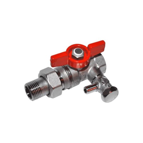 Кран шаровый латунный переходный со спускником стандартнопроходной с ручкой-бабочкой ВР-американка Ру 42 R259DS Giacomini 15х93 мм 1/2" в Омске