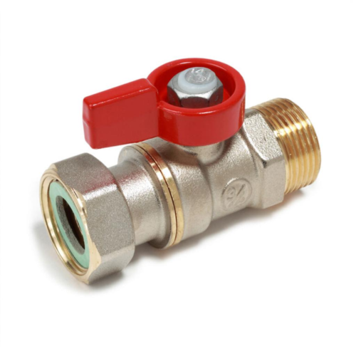 Кран запорный латунный стандартнопроходной с ручкой-флажком НР-накидная гайка Ру 16 R254 Giacomini 15х70 мм 1/2" в Омске