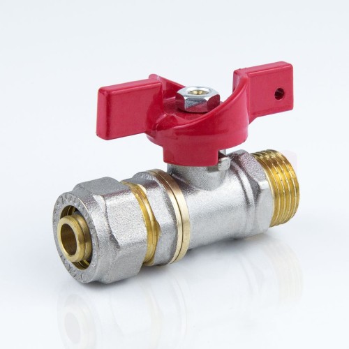 Кран запорный латунный полнопроходной с ручкой-бабочкой ВР-американка Ру 40 BVR-FR Ридан 15 мм 1/2" в Омске