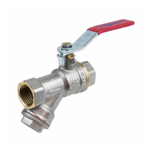 Кран запорный латунный с фильтром полнопроходной с ручкой-рычагом ВР (ВН) Ру 25 BV.631 MVI 20 мм 3/4" в Омске