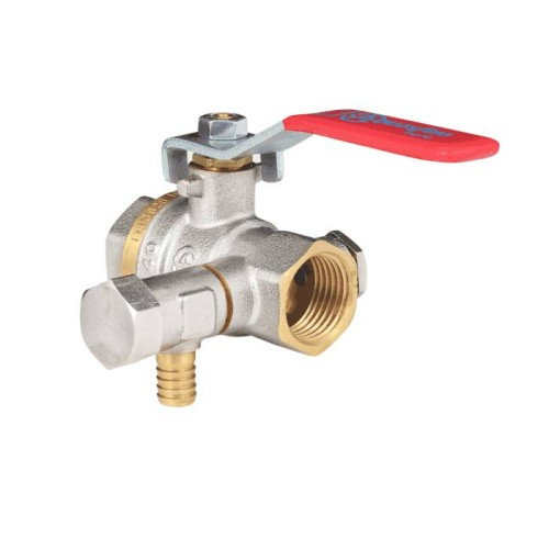 Кран запорный латунный со спускником полнопроходной с ручкой-рычагом ВР (ВН) Ру 25 Ideal 115 Itap 15 мм 1/2" в Омске