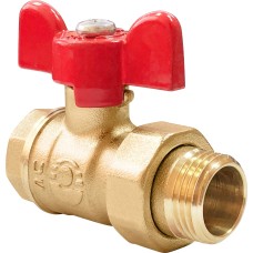 Кран запорный латунный стандартнопроходной с ручкой-бабочкой ВР-американка Ру 16 ПРАКТИК 132 ГАЛЛОП 15 мм 1/2"