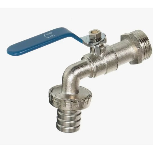 Кран водоразборный латунный стандартнопроходной с ручкой-рычагом НР-штуцер Ру 40 RTP (РосТурПласт) 16 мм 1/2" в Омске