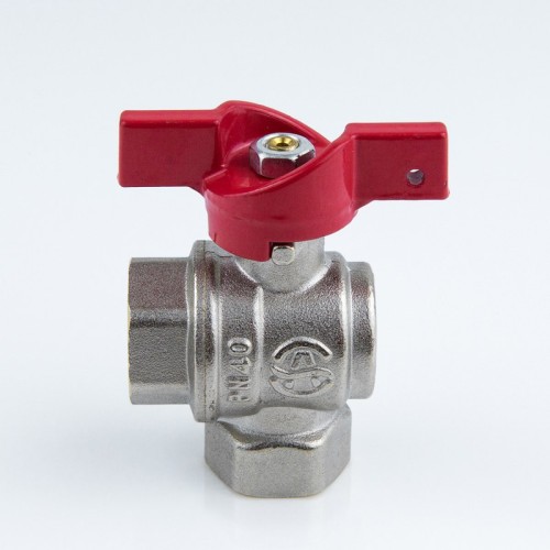 Кран запорный латунный угловой полнопроходной с ручкой-бабочкой ВР-американка Ру 40 BV.522 MVI 15 мм 1/2" в Омске