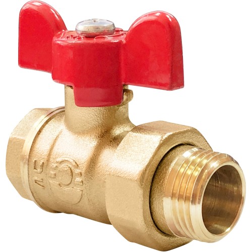 Кран запорный латунный стандартнопроходной с ручкой-бабочкой ВР-американка Ру 16 ПРАКТИК 132 ГАЛЛОП 20 мм 3/4" в Омске