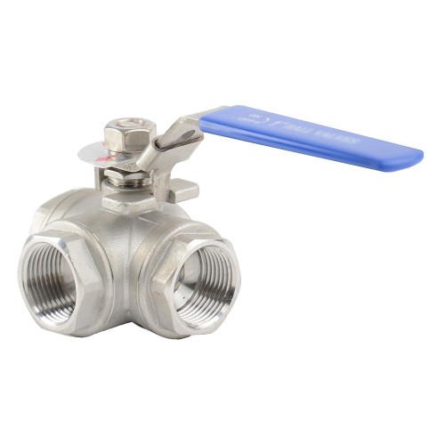 Кран запорный трехходовой нержавеющий ВР (ВН) стандартнопроходной ручка-рычаг Ру 64 AISI 304 NK 20х88 мм 3/4" в Омске