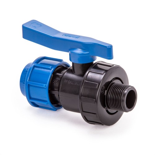 Компрессионный кран ПНД Дн 25-3/4" Ру-10 НР (НАР) RTP (РосТурПласт) в Омске