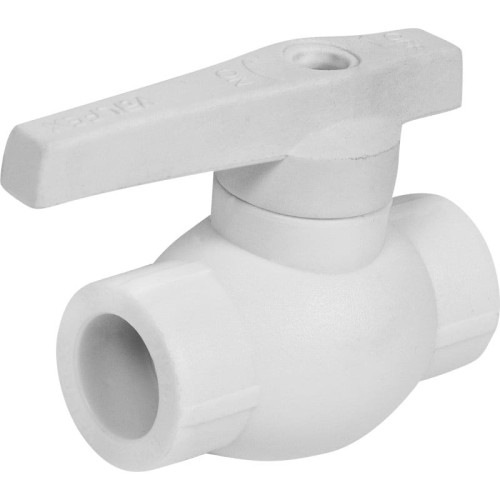 Кран полипропиленовый PP-R запорный прямой стандартнопроходной НР белый ручка-рычаг Ру 25 VALFEX 25 мм 3/4" ГОСТ 32415-2013 в Омске