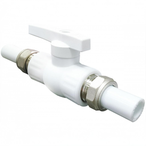 Кран полипропиленовый PP-R запорный прямой полнопроходной с внутренней пайкой белый ручка-рычаг Ру 25 VALFEX 32 мм ГОСТ 32415-2013 в Омске