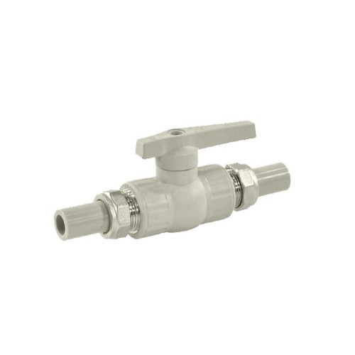 Кран полипропиленовый PP-R запорный прямой полнопроходной с внутренней пайкой серый ручка-рычаг Ру 25 VALFEX 20 мм 3/4" ГОСТ 32415-2013 в Омске