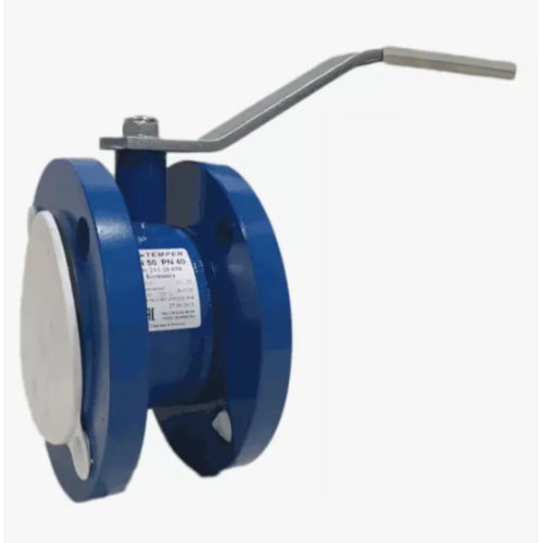 Кран запорный стальной фланцевый полнопроходной ручка-рычаг Ст20 Temper Компакт Temper 80х121 мм