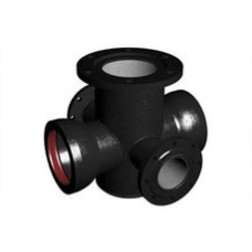 Крест с пожарной подставкой раструб-фланец ППКРФ ВЧШГ с ЦПП Ду 250-150