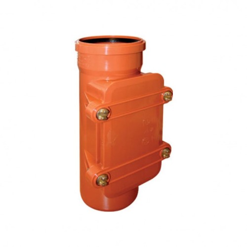 Ревизия НПВХ (ПВХ) с раструбом Дн 110 коричневая безнапорная в комплекте с крышкой Ostendorf KGRE в Омске