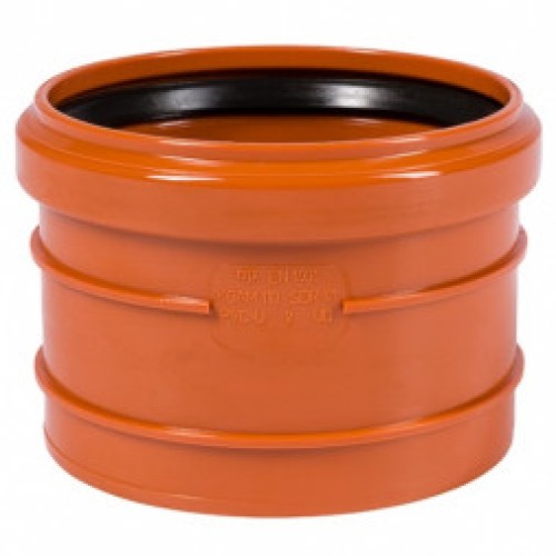 Муфта НПВХ (ПВХ) насадная Дн 200 безнапорная коричневая в/к п/клей Ostendorf KGAM в Омске