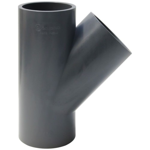 Тройник ПВХ клеевой Дн 110 45гр Ру-16 серый напорный Aquaviva в Омске