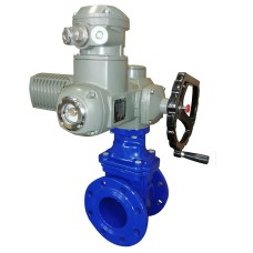 Задвижка чугунная фланцевая с электроприводом AUMA 400В и обрезиненным клином VOC4241CM 125 мм